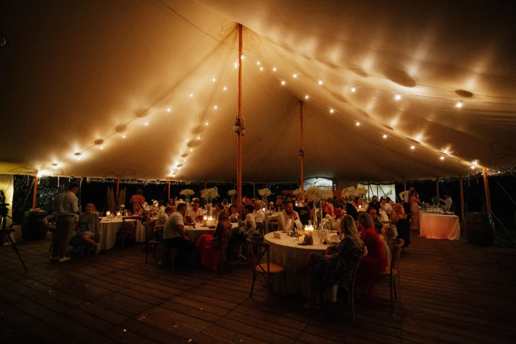 Newlyweds and guests during the evening wedding programme